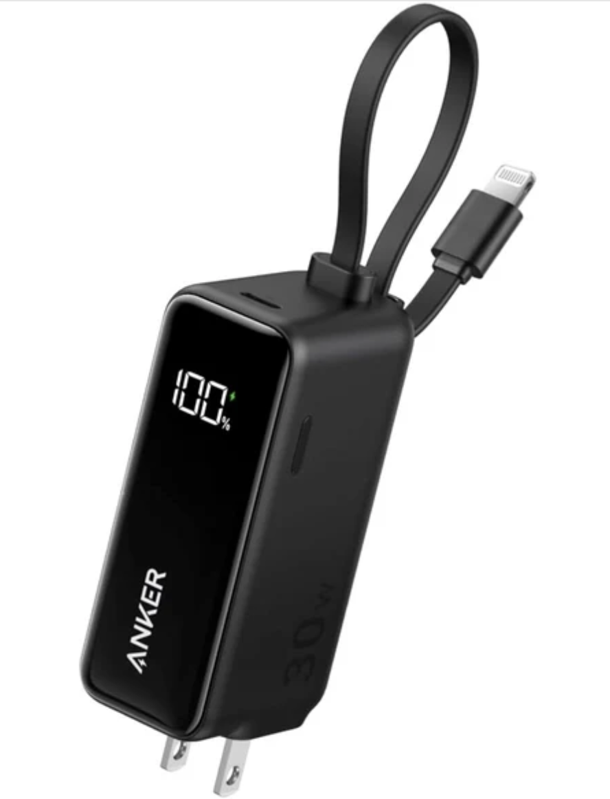 Anker Power Bank (30W, Fusion, Built-In ライトニングケーブル)